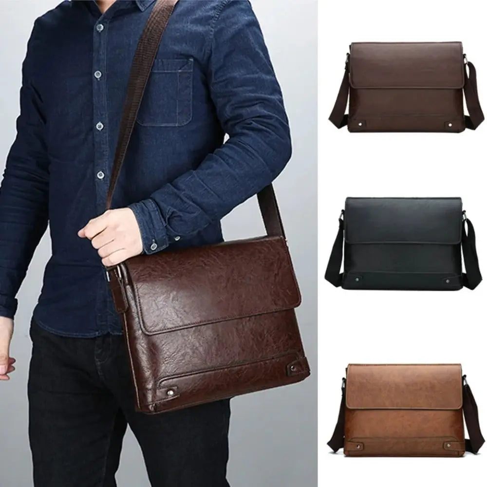 Briefcase For Men PU Leather Tote Boston Commuting Laptop Shoulder