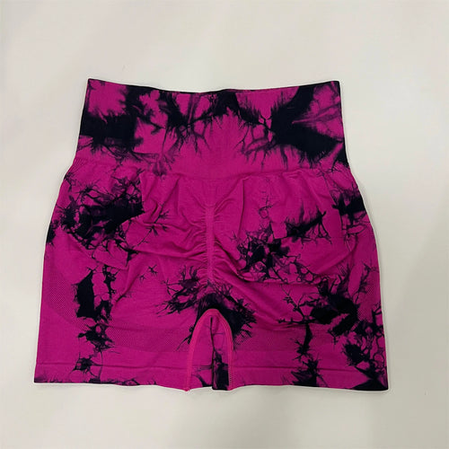 New Women Gym Tie Dye Scrunch Shorts Fitness Seamless Butt Lifting