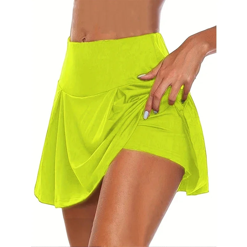 12 Colour Versatile Y2K High-Waist Skort - Breathable Stretch Fabric