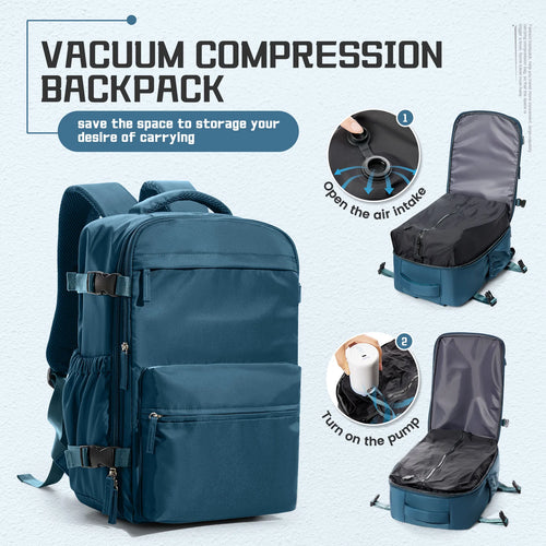 Men Vacuum Compression Backpack 15.6in Laptop Backpack Expand Hiking