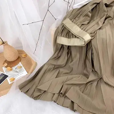2024 Women Elegant Pleated Skirt High Waist Women Mid-long Skirt