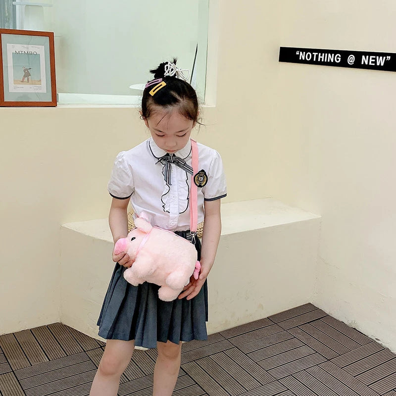 Piglet Plush Bag for Girl Korean Version Large Capacity Lady Shoulder