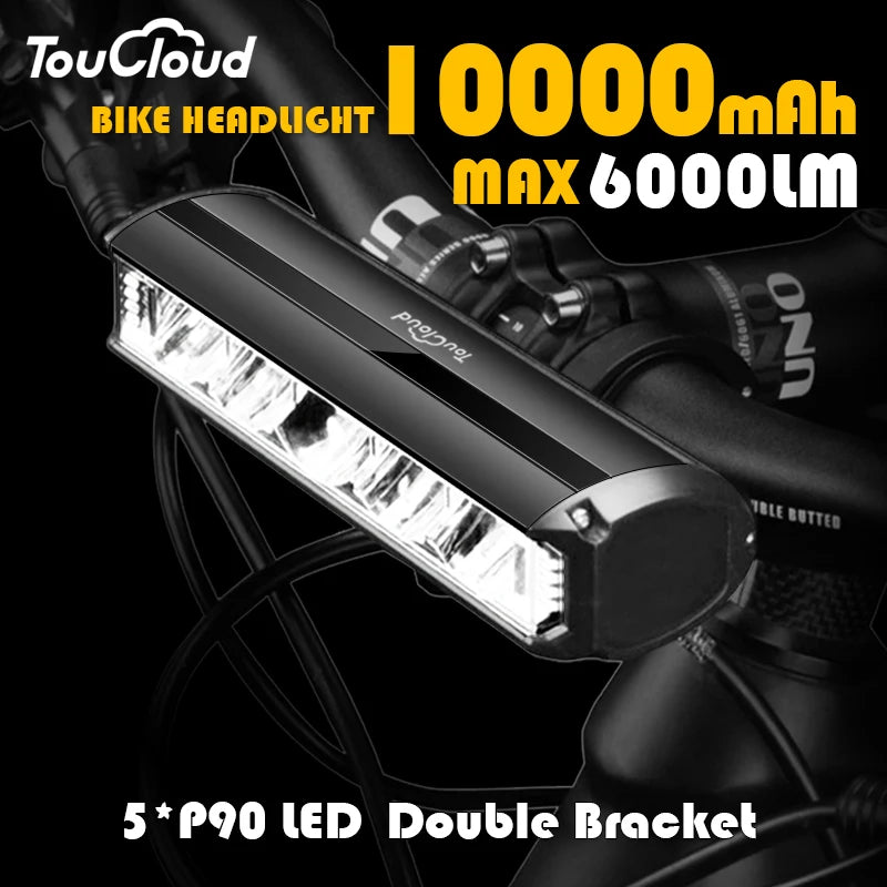 10000mAh Bicycle Light 5P90 LED Front Double Bracket Power Bank MTB
