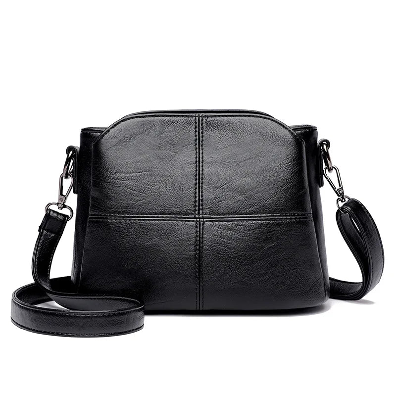 Vintage Women's Soft PU Leather Shoulder Bag Square Solid Color
