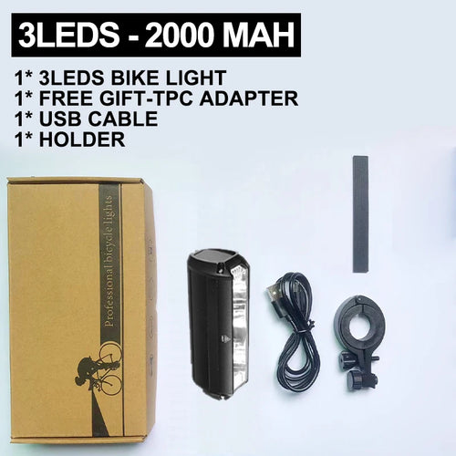 10000mAh Bicycle Light 5P90 LED Front Double Bracket Power Bank MTB
