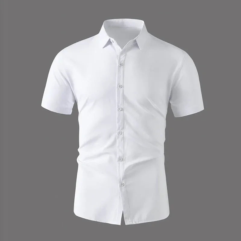 New Men's Business Casual Solid Color Short Sleeved Shirt for Summer