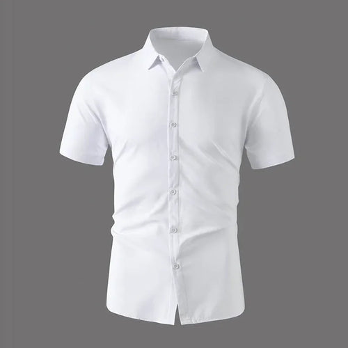 New Men's Business Casual Solid Color Short Sleeved Shirt for Summer