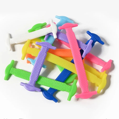 16pcs/lot Silicone Shoelaces No Tie Shoelaces 12 colors Elastic Lace