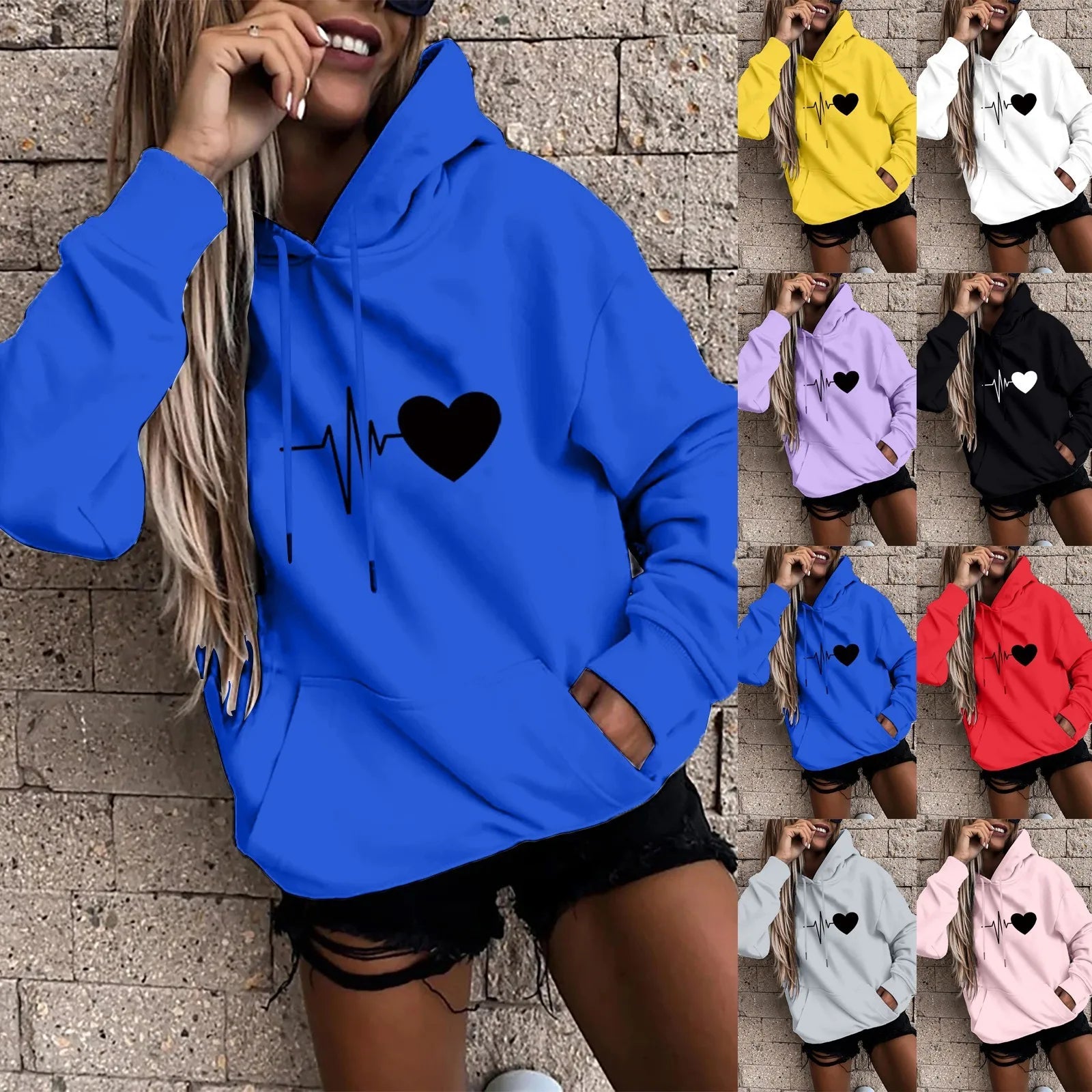 Women's Pullover Fashion Casual Fun Print Hooded Sweatshirt Loose