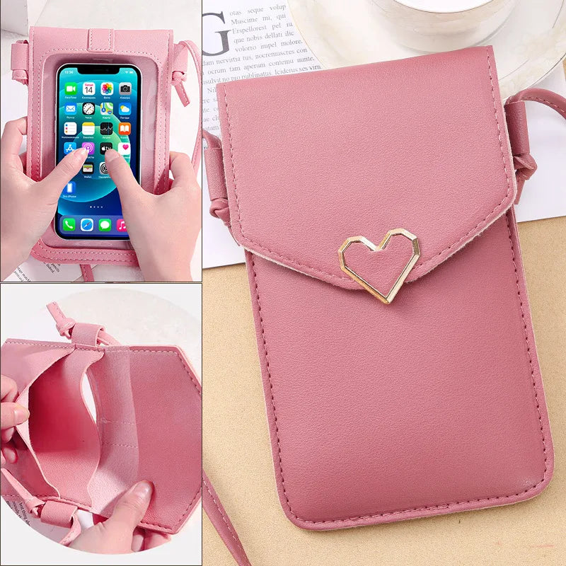 Women Cell Phone Bag Shoulder Transparent Card Holders Girl  Handbag