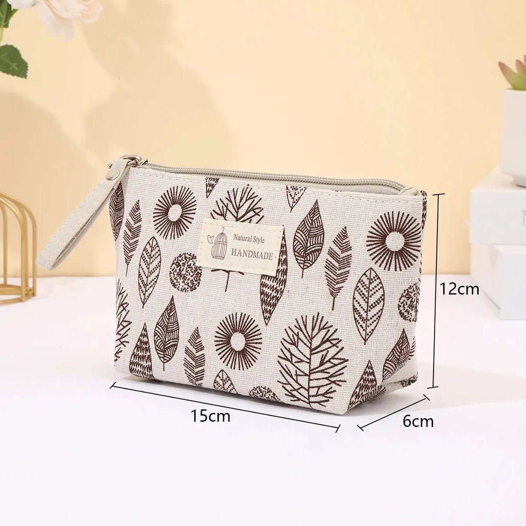 New Canvas Cosmetic Bags Zipper Opening Key Card Holder Cartoon