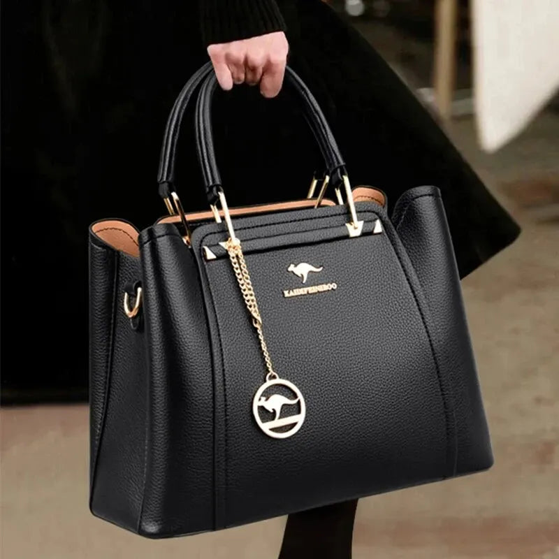 Fashion Women Soft PU Leather Handle Handbag Designer Shoulder