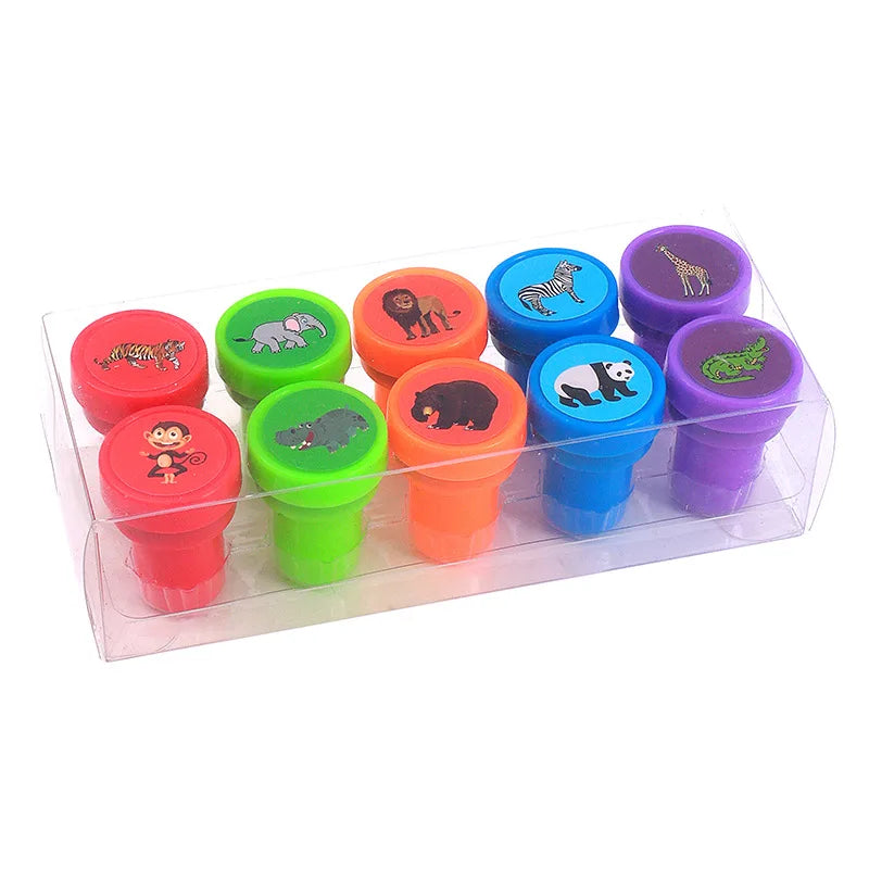 10pcs Assorted Stamps for Kids Self-ink Stamps Children Toy Stamps