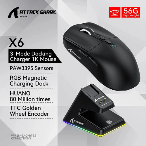 X6 Lightweight Wireless Gaming Mouse with 3 Mode Wired 2.4G BT5.2 Up