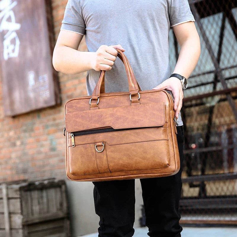 Multiple Pockets Briefcase Men's Large Capacity Office Shoulder Bag