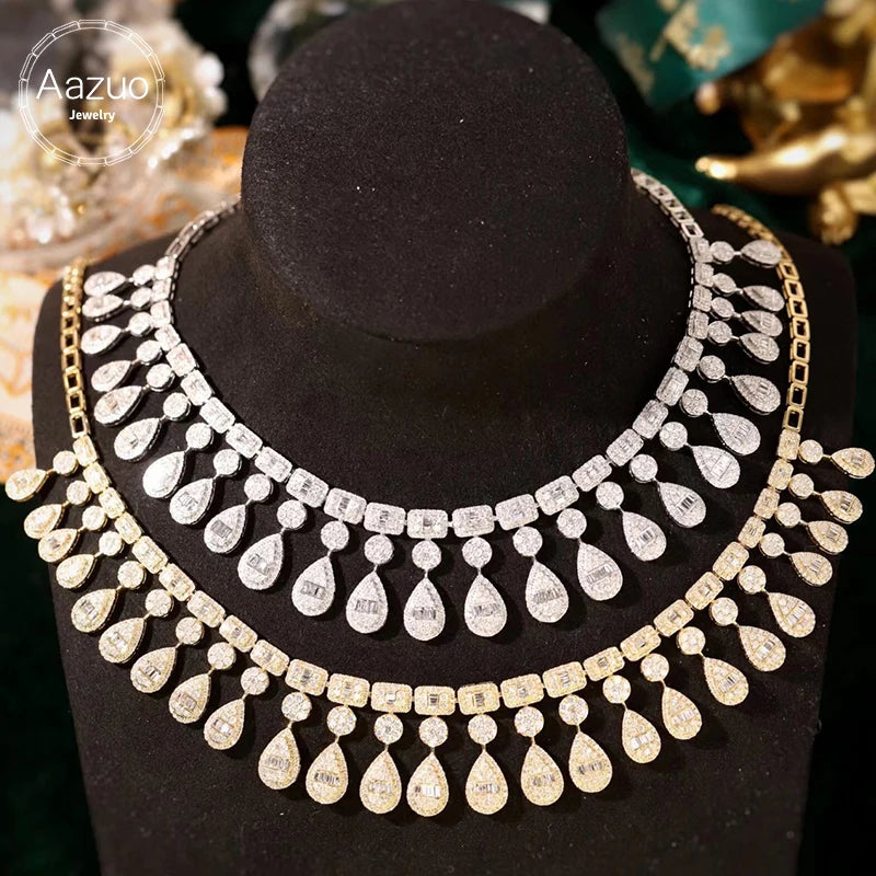 Aazuo 18K White Gold Yellow Gold Real Diamonds 9.2ct Luxury Waterdrop