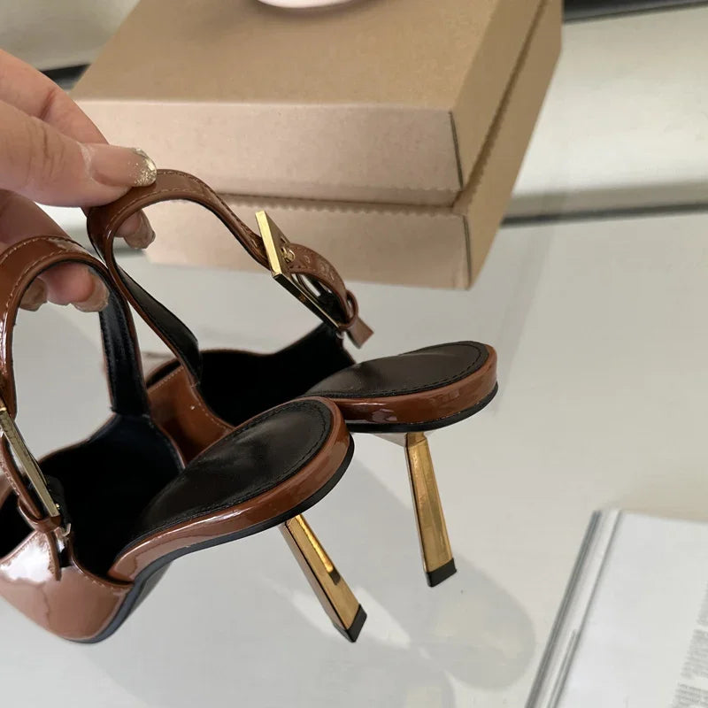 Eilyken Street Style Sexy Pointed Toe Metal Buckle Strap Women Pumps