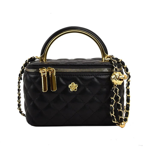 Quilted Shoulder Bag for Women PU Leather British Style Handbag Ladies