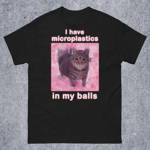 I Have Microplastics in My Balls Funny Cat Meme T-shirt Gift for Women