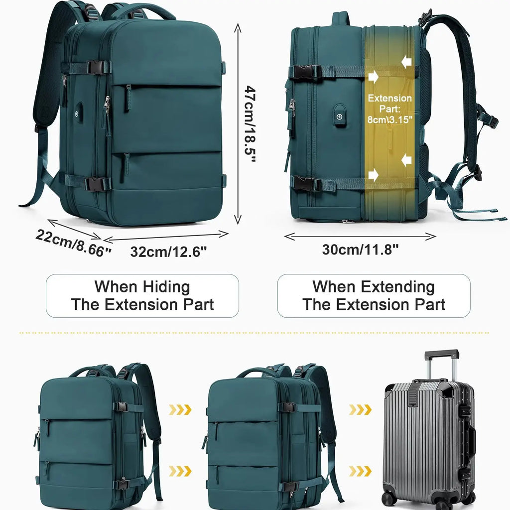 Men Business Travel Backpack Expandable USB Bag, Business Waterproof