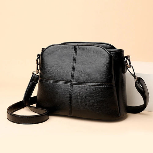 Vintage Women's Soft PU Leather Shoulder Bag Square Solid Color
