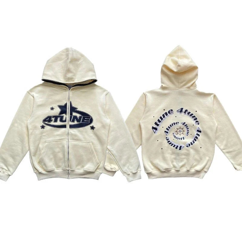 New Clothes Star Letter Print Retro Oversized Hoodie Women Y2K Street