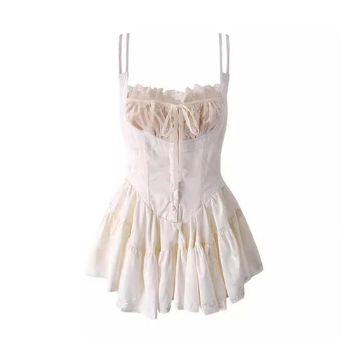 REDDACHiC Medieval Retro Satin Mini Dress Women Stitch Lace Trim