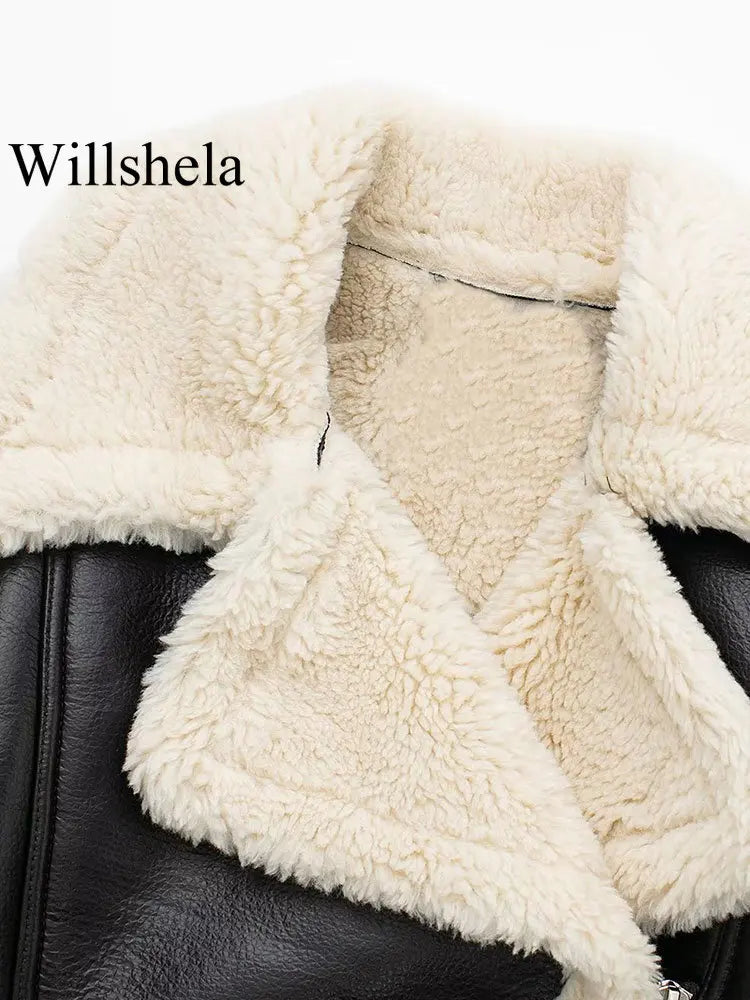 Willshela Women Fashion Solid Front Zipper Jackets Vintage Lapel Neck