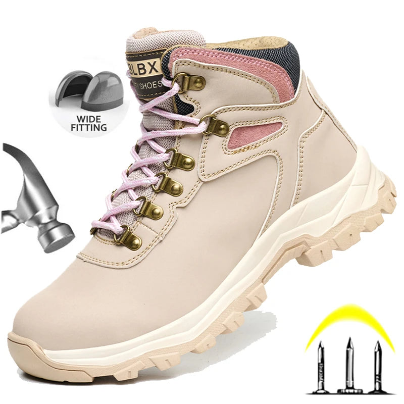 Waterproof Steel Toe Safety Boots for Women Anti-Smash Design,