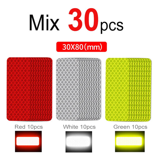 10~60pcs Bicycle Reflective Stickers Secure 30x80mm Warning Strip Car