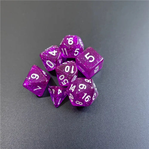 7 PCs 1 Set Of Transparent Flash Point Dice New Acrylic Set D4 D6 D8