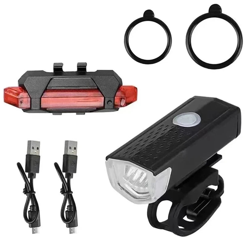 Bike Light Set Front Light with Taillight USB Rechargeable Easy to