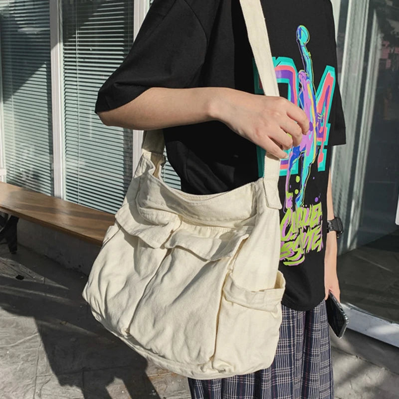 Women Vintage Handbag Canvas Teenager Shoulder Tote Bags Messenger