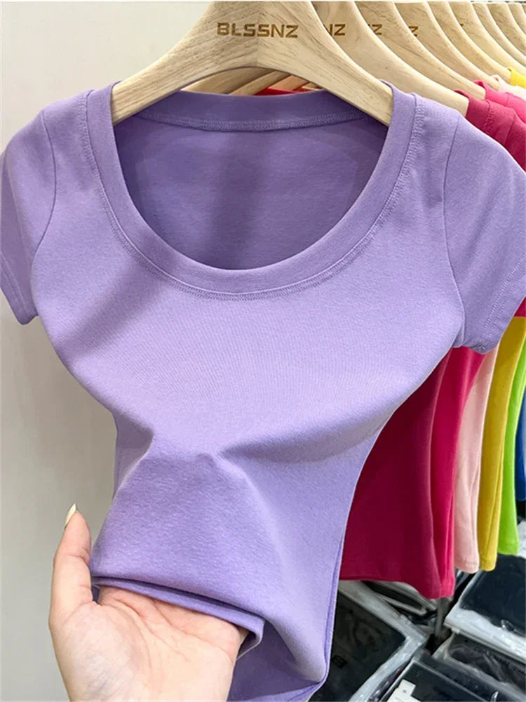 Summer Top Sexy T Shirt Women T-Shirt Korean Style Woman Clothes Slim