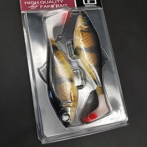 ANFS 2pcs Soft Fishing Kit 3D 14cm/5.5Inch Artificial Bait Shad Pike