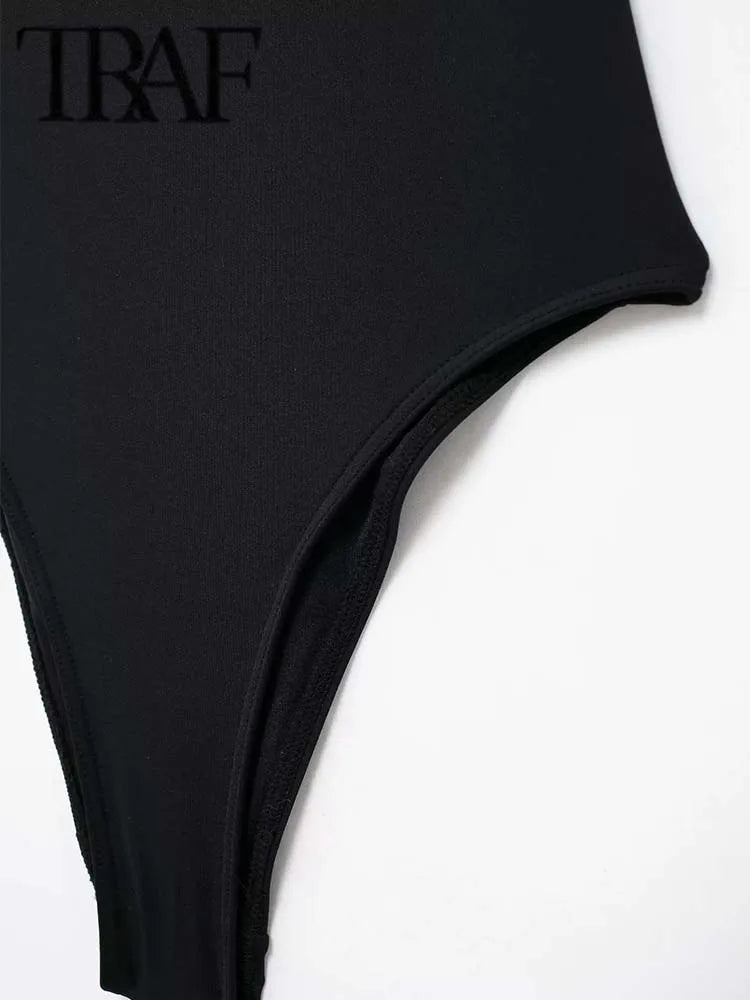 TRAF Off Shoulder Bodysuit Women Backless Sexy Women's Bodysuits