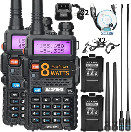 1/2PCS BaoFeng UV-5R 8W Tri-Power Walkie Talkie High Power Dual Band