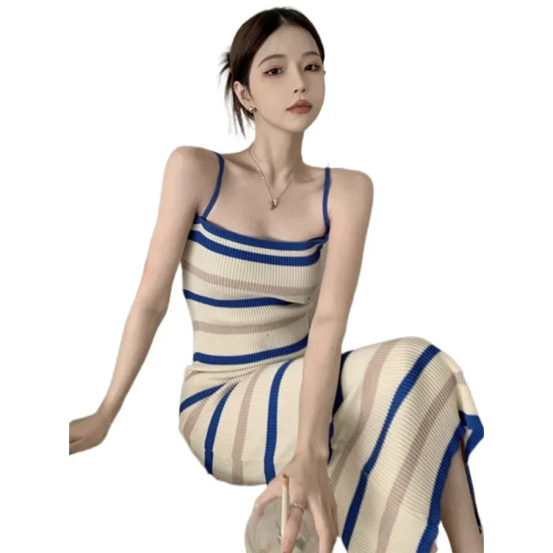 Elegant Camisole Dress Women's Summer New Sleeveless Slim Knitted