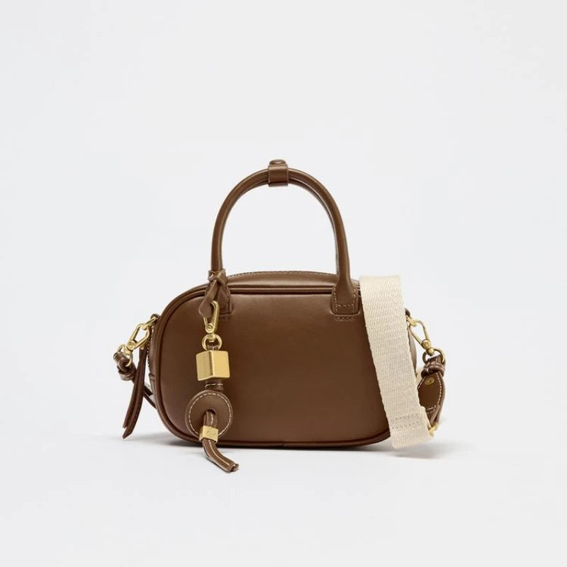 MINI TOPSTITCHED BAG, Wide Strap Women's Vintage Crossbody Bag, Ladies