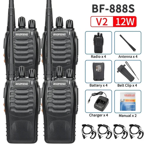 2/4PCS Baofeng BF-888S 12W Walkie Talkie Dual Band Portable Long Range