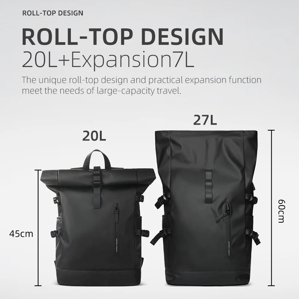 HK Expandable Travel Backpack Men Large Capacity Waterproof 15.6”