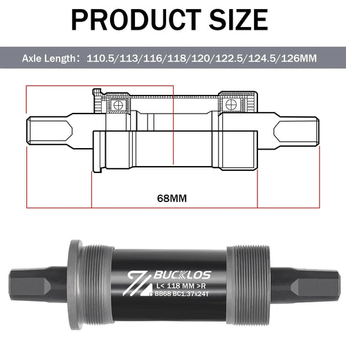 BUCKLOS Bicycle Bottom Bracket Road Mountain Bike Square Crank BB BB68
