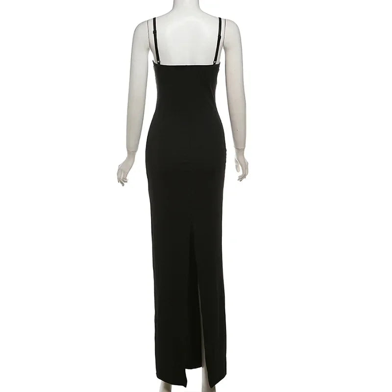 Lace Trim Sexy Backless Party Club Birthday Maxi Y2K Dress for Women