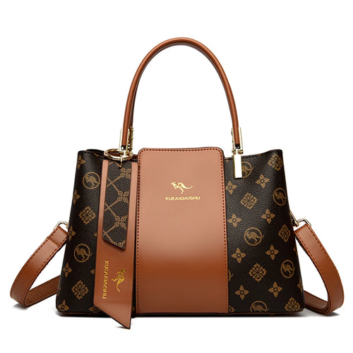 Luxury Handbag Fashion Print Large Capacity Soft Leather Women