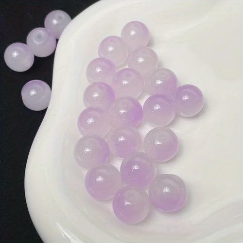 8mm/50pcs Sweet Style Dual Color Glass Loose Beads For Handmade DIY