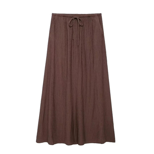 TRAFZA Women Fashion Vintage Solid Skirt Suit Bow Lace-up Tank Tops V