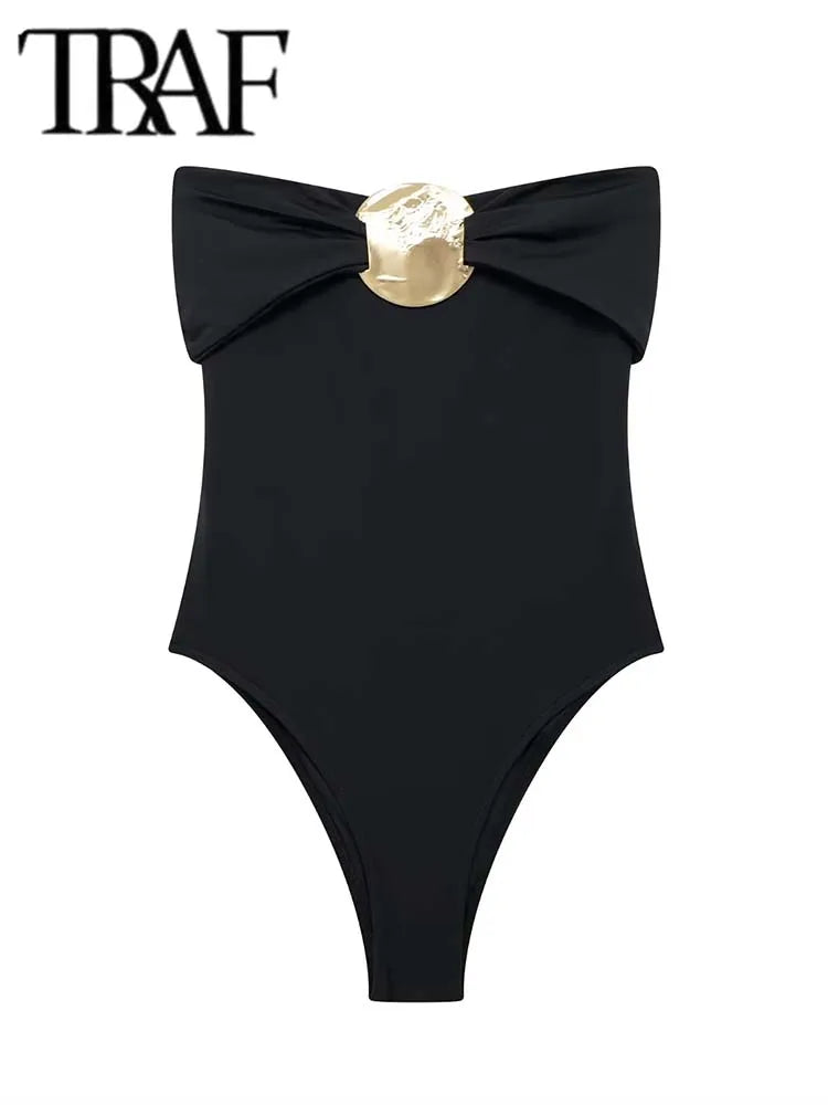 TRAF Off Shoulder Bodysuit Women Backless Sexy Women's Bodysuits