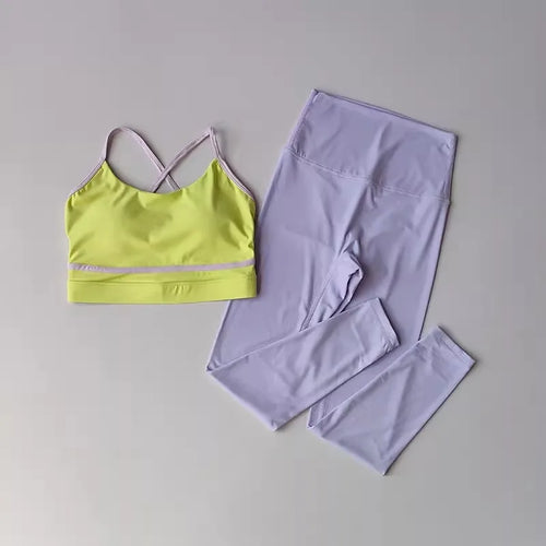 Women's Yoga Set Workout Set 2 Piece High Waist Yoga Leggings Sports