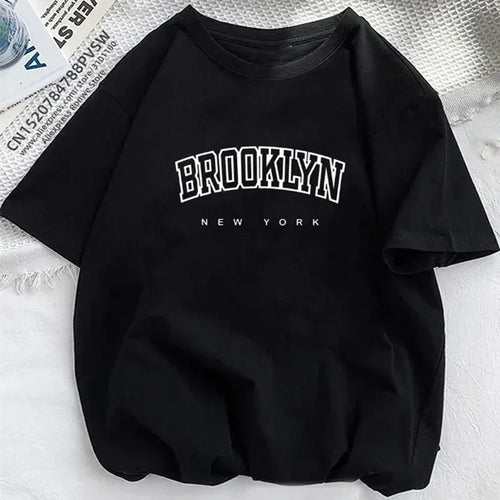 Women's Casual Sports T-shirt Top Brooklyn New York Print Stretchy