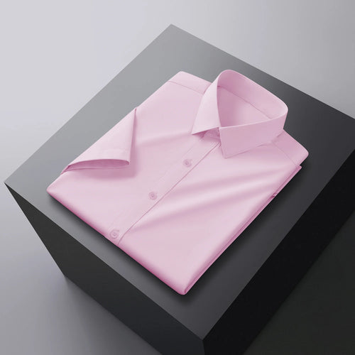 New Men's Business Casual Solid Color Short Sleeved Shirt for Summer